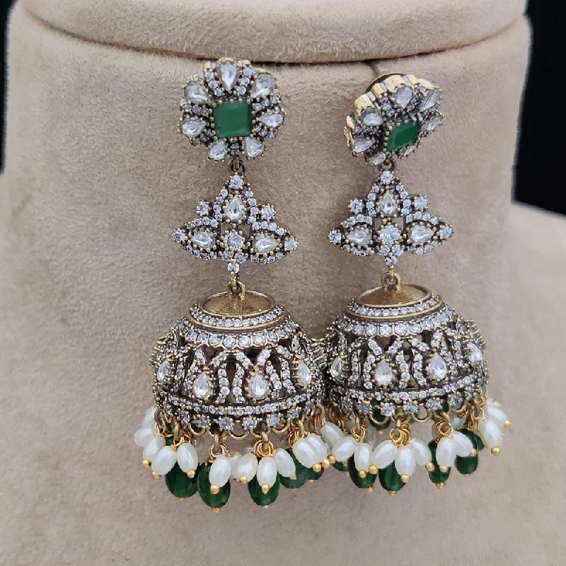 women’s chandelier earrings -Jewel Addiction Gold Plated AD Jhumki Earrings