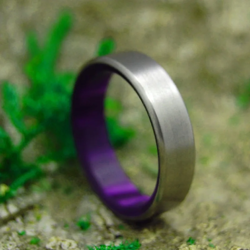 gold rings for women -Royal Swim In | Women's Purple Marbled Resin & Titanium Wedding Ring