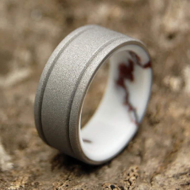 personalized rings with names -Baltic Wild Horse | Men's Jasper Stone & Titanium Wedding Ring