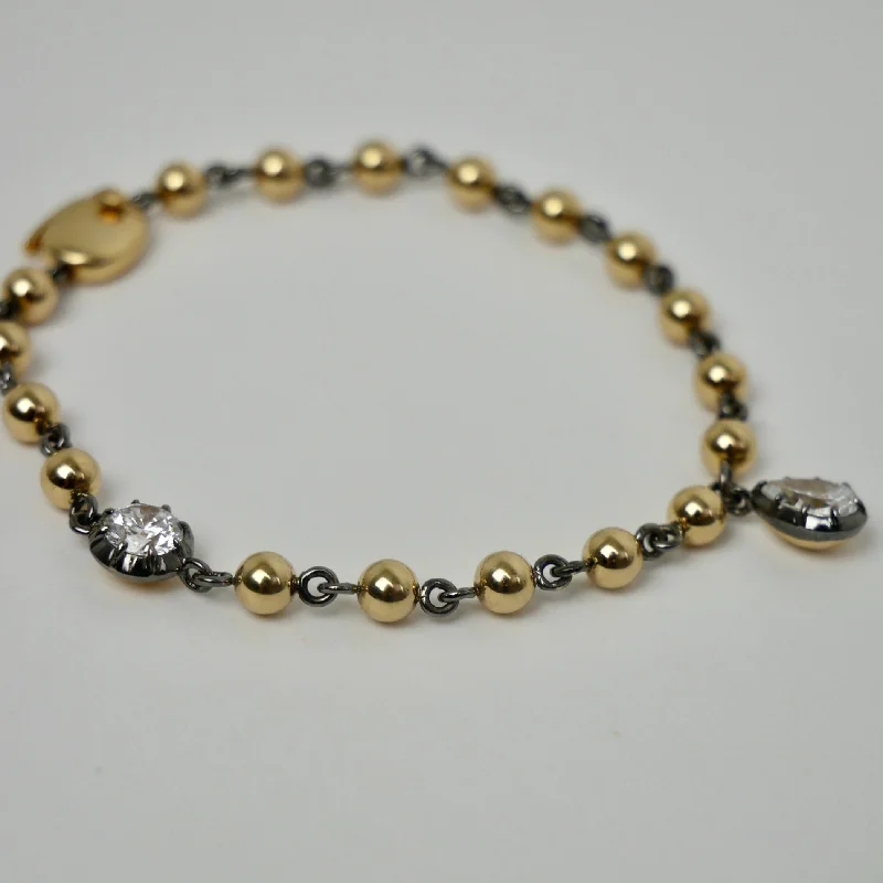 adjustable bracelets for women -Georgian Victorian Art Deco Ball Chain Multi Moissanite Bracelet