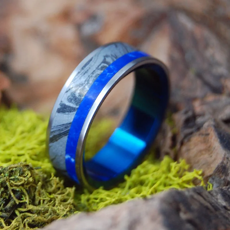 luxury diamond rings -Silver Burst | Men's Sodalite Stone & Silver Wedding Ring