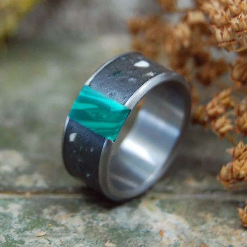 engagement rings with emerald -Jerusalem Stone Wisdom | Men's Jerusalem Stone, Chrysocolla Stone & Titanium Wedding Ring