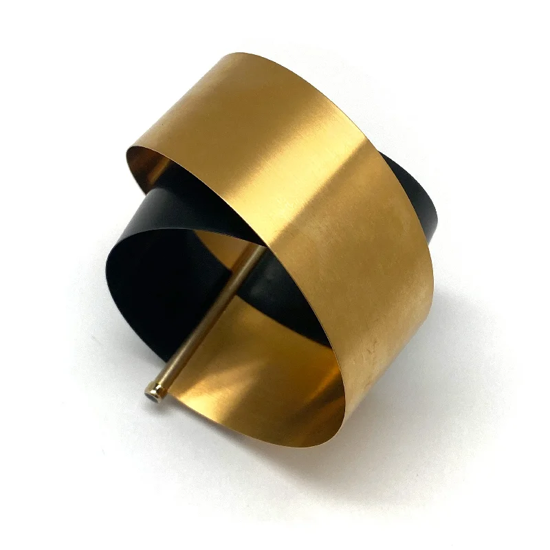 stackable bangles for casual wear -Coil Bracelet - Gold and Black