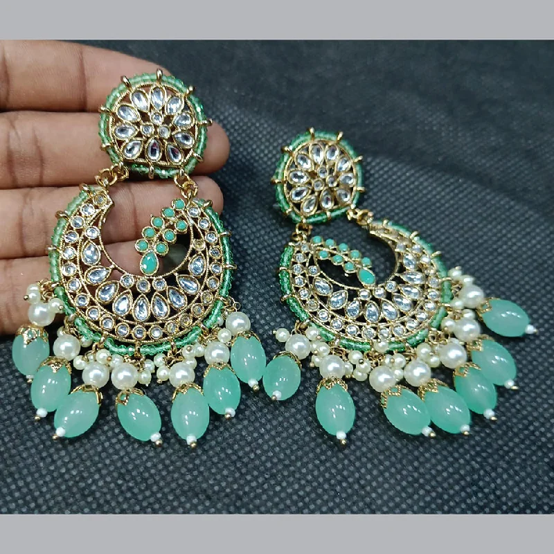 statement earrings for women -Rani Sati Jewels Gold Plated Kundan Stone And Pearl Dangler Earrings