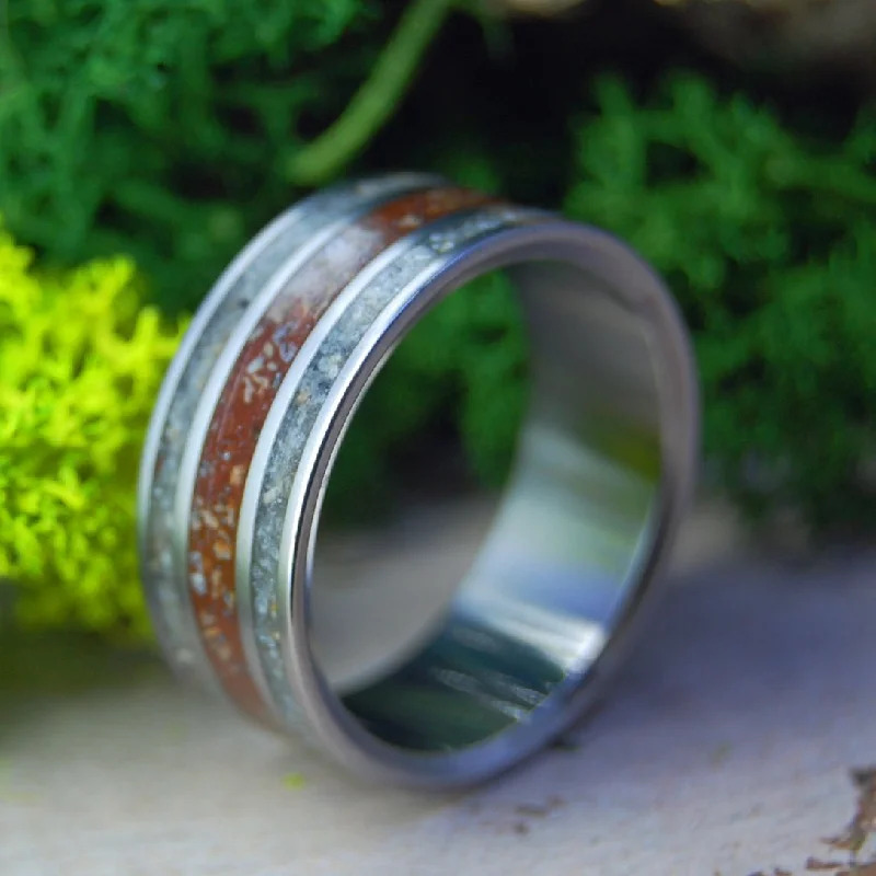 women rings -Baseball Is Life | Men's Baseball Pitchers Mound Dirt & Titanium Wedding Ring