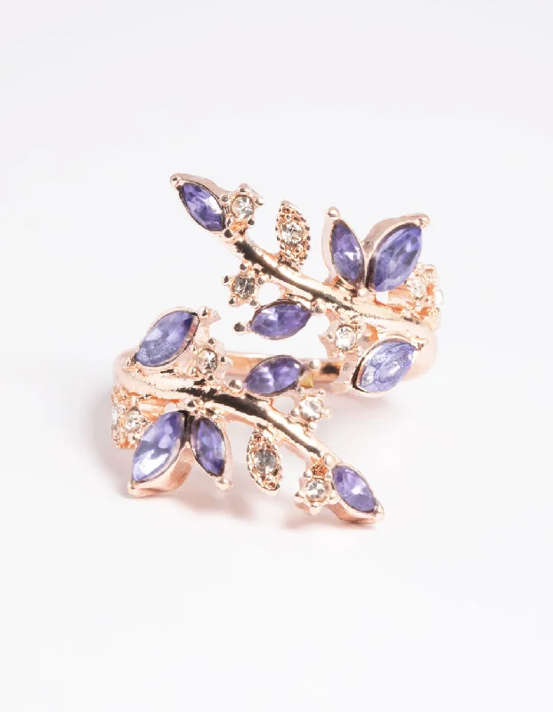 platinum diamond engagement rings -Rose Gold Lilac Vine Ring