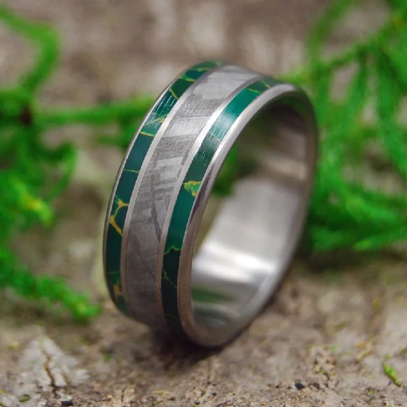 vintage engagement rings -King Of The Universe | Men's Meteorite, Egyptian Jade & Titanium Wedding Ring