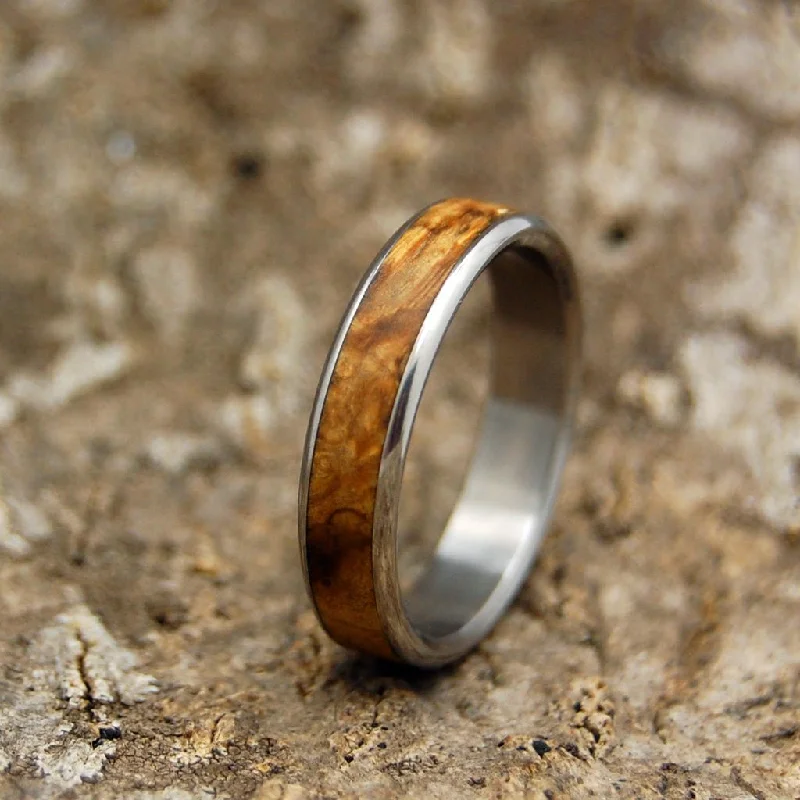 large stone engagement rings -Runaway Rounded | Men's California Buckeye Wood & Titanium Wedding Ring