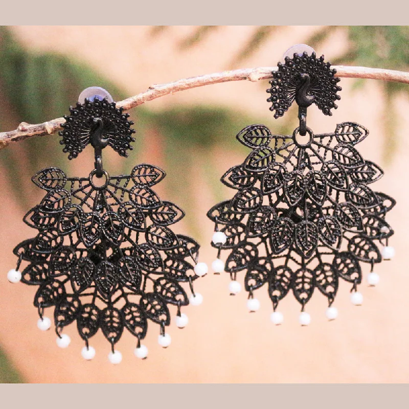 silver earrings for women -H K Fashion Black Plated  Dangler  Earrings