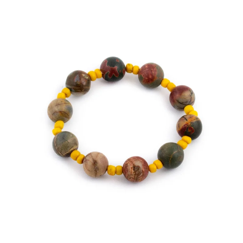 stylish tennis bangles -Beaded Mookaite Jasper Bracelet