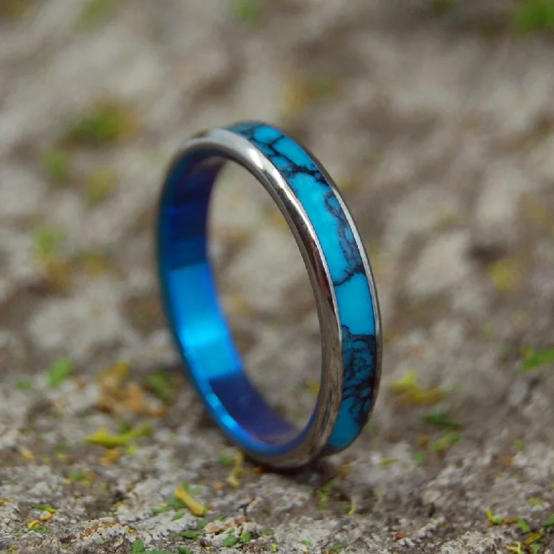 diamond rings for women -Turquoise Delight | Men's Turquoise & Titanium Wedding Ring