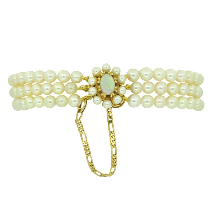 cuff bangles for women -Pearl & Opal Bracelet