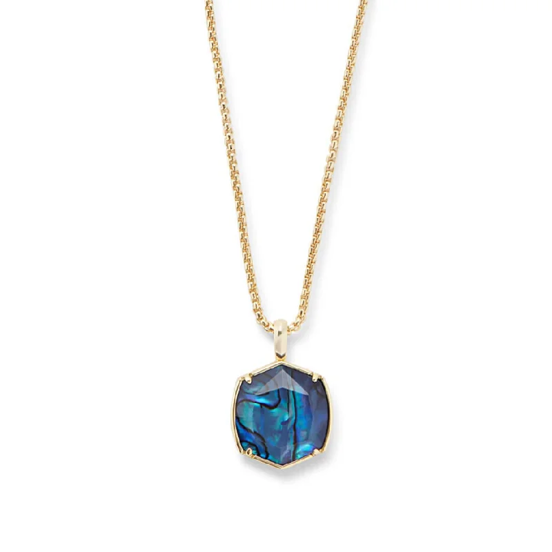 vintage style necklaces -Rocksbox Exclusive Davis Long Pendant in Gold & Navy Abalone