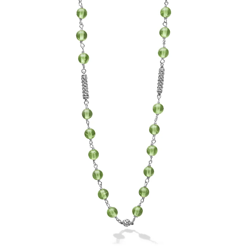 trendy pendant necklaces -Caviar Icon Peridot Beaded Necklace