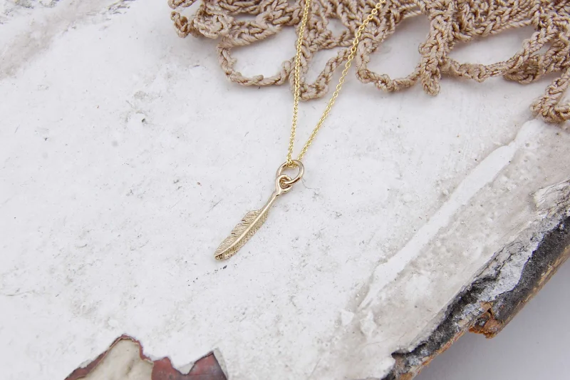 elegant crystal necklaces -feather pendant necklace | 24k gold plated