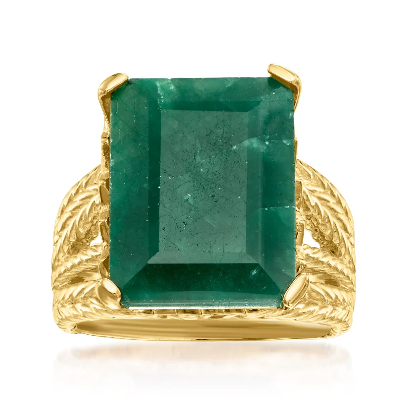 women’s wedding and engagement rings -Ross-Simons Emerald Multi-Row Ring in 18kt Gold Over Sterling