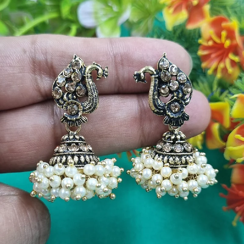 luxurious ruby earrings -Gehana Mahal Gold Plated Pearl Jhumki Earrings