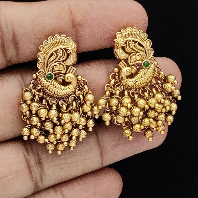 wedding earrings for brides -Jewel Addiction Copper Rajwadi Finish Pota Stone Dangler Earrings