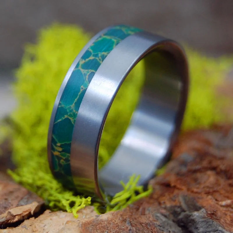 birthstone rings for women -Serious Love | Men's Jade & Titanium Wedding Ring