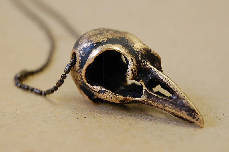 best necklaces for gifts -'Bird skull' black necklace | Bronze