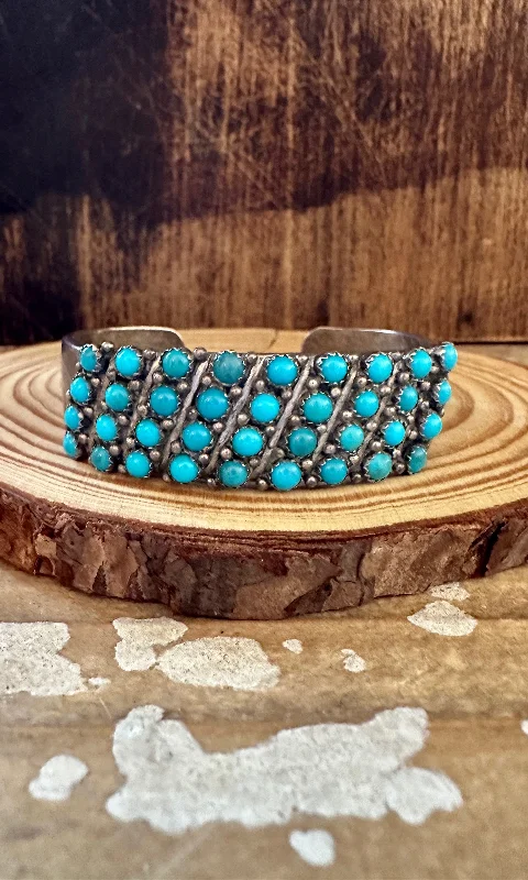 luxury bangles for women -ELIZABETH ETSITTY Vintage Turquoise and  Silver Cuff