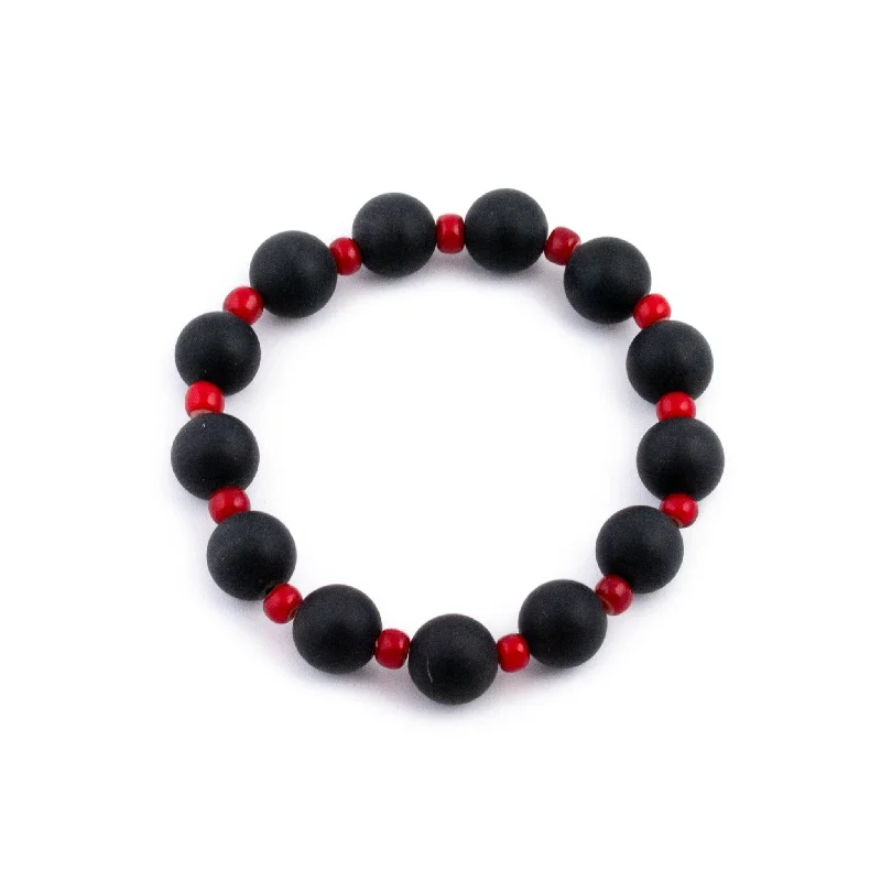 trendy leather bracelets -Balanced Onyx Beaded Bracelet