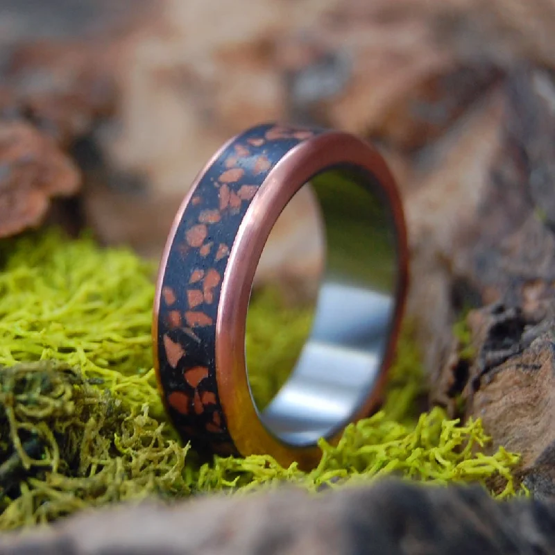 gemstone rings for women -Women's Zion | Women's Sandstone, Copper & Titanium Wedding Ring