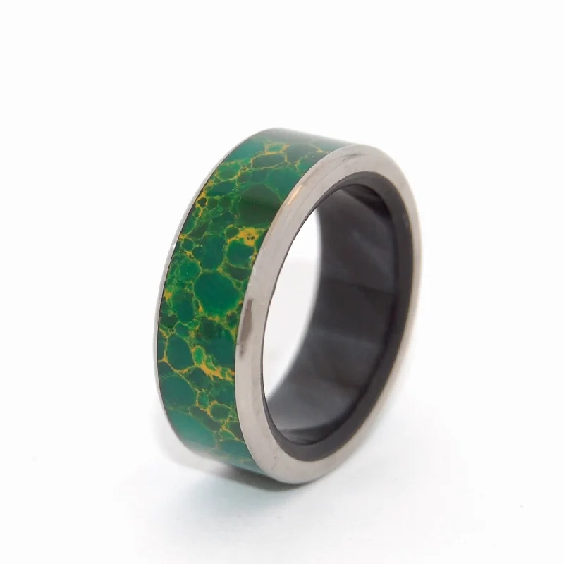 fashion rings with stones -Lucine | Men's Egyptian Jade & Titanium Wedding Ring