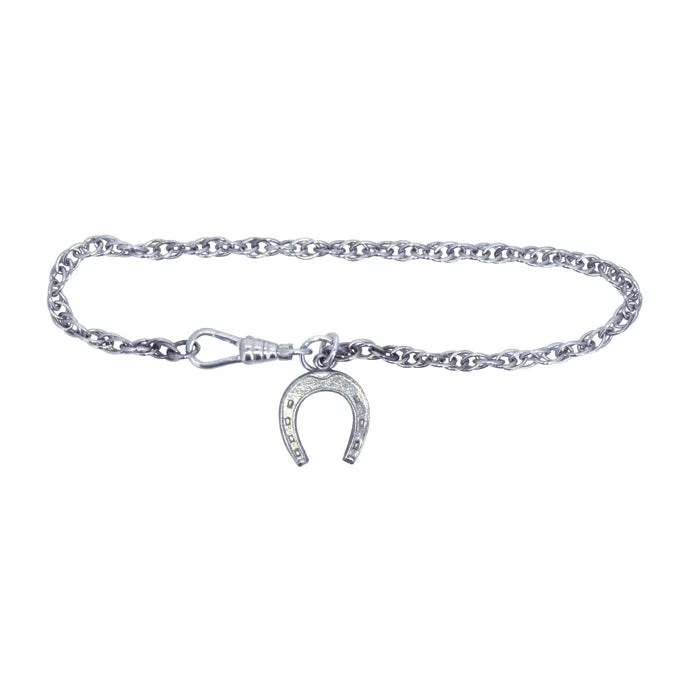 sterling silver bangles -Silver Horse Shoe Bracelet