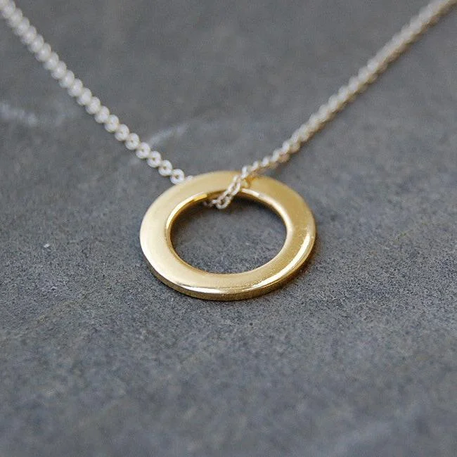 diamond necklaces for women -circle ring necklace | 24k gold-plated