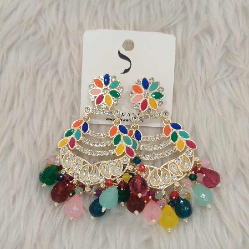 handmade earrings for women -Dhwani Gold Plated Kundan And Austrian Stone Dangler Earrings