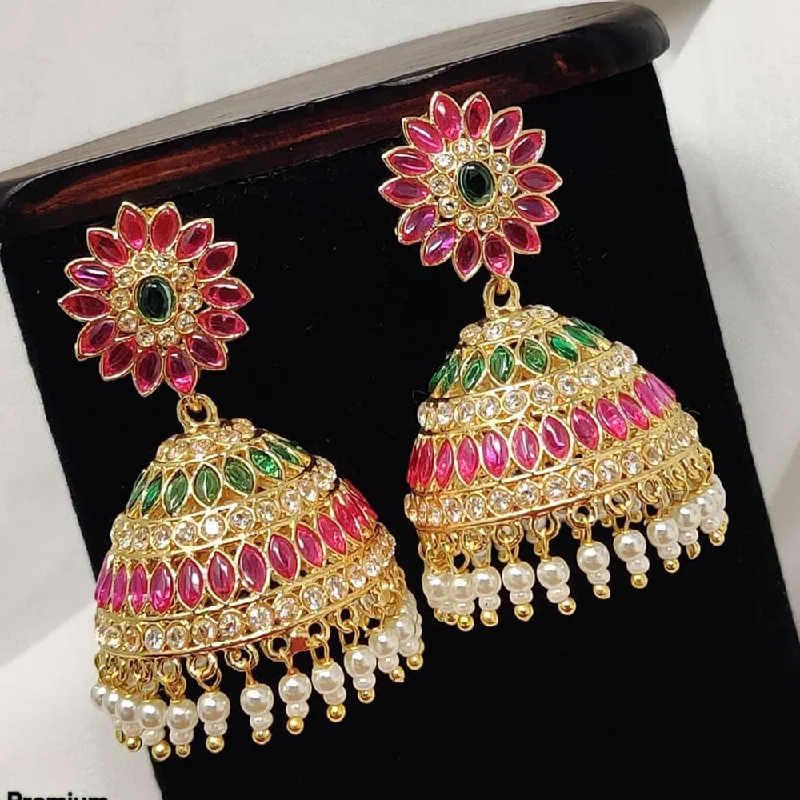 lightweight earrings for everyday wear -Pooja Bangles Gold Plated Kundan Stone Jhumki Earrings