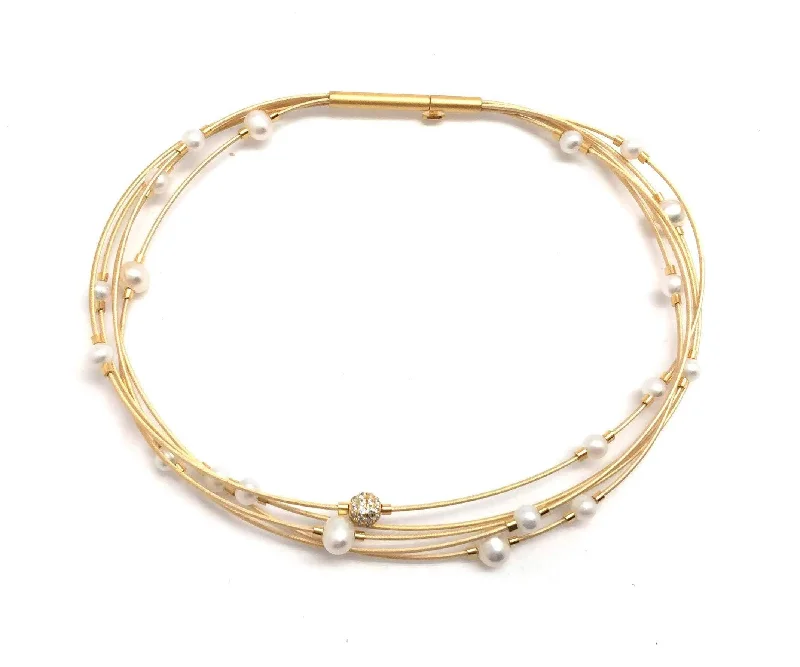 eco-friendly bangle bracelets -Scattered Golden Pearl Bracelet