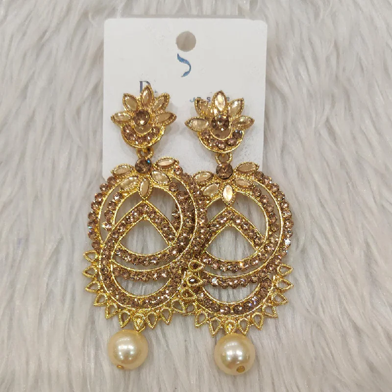 luxury statement earrings -Dhwani Gold Plated Austrian Stone Dangler Earrings