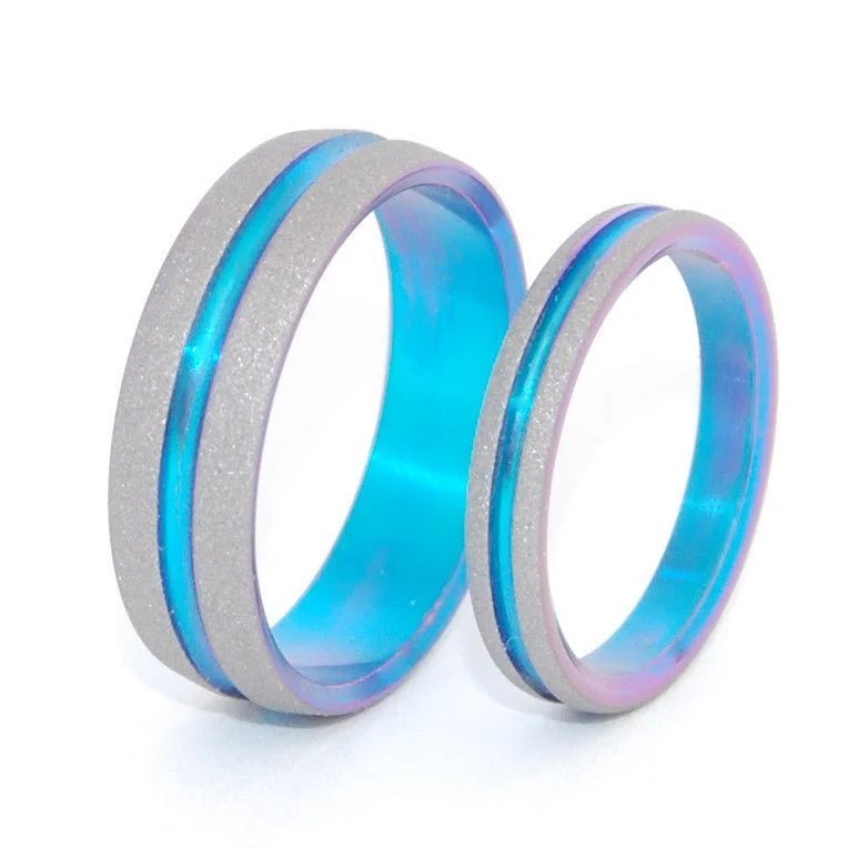 men’s rings -Magical | Hand Anodized Titanium - Unique Wedding Ring - Wedding Ring Sets