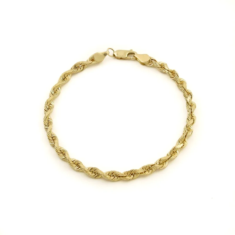 women bangles -Diamond-Cut 14k Gold x Rope Braid Chain Bracelet