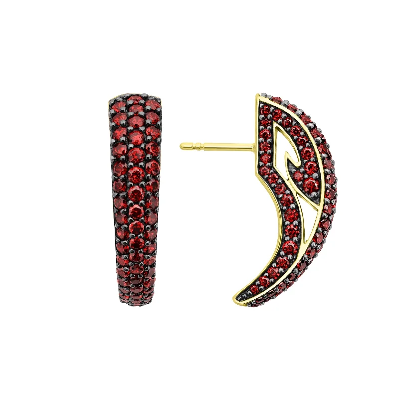 statement gemstone earrings -Talon Pavé Earring - 18K Gold Vermeil + CZ Rouge