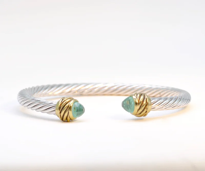 gift-worthy bangle sets -Bangle with Faceted Light Blue Stone