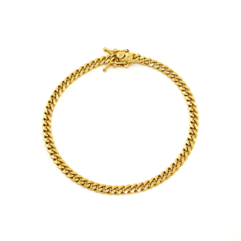 boho style bracelet bangles -14k Gold x 4mm Cuban Chain Bracelet