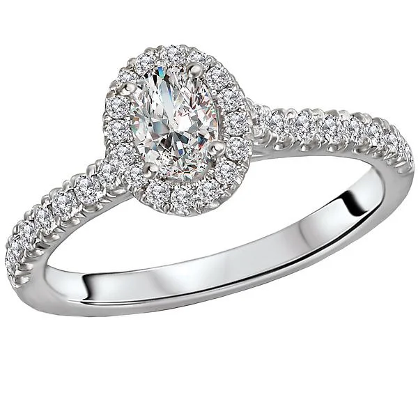 romantic engagement rings -Halo Diamond Semi-Mount Engagement Ring