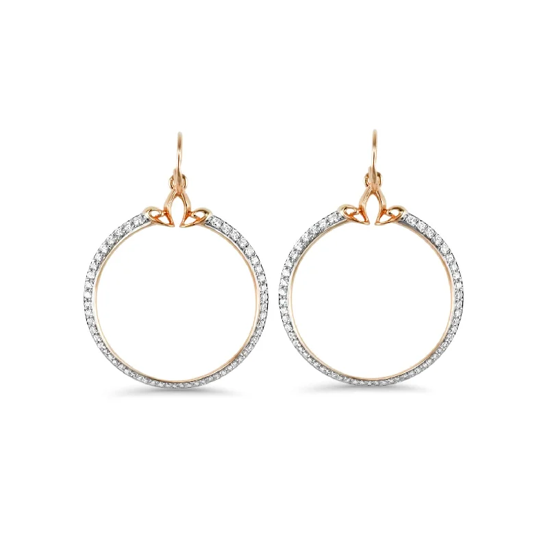 wedding earrings for brides -Portrait Pavé Hoop Earring 1.5" - 18K Rose Gold Vermeil + CZ Blanc