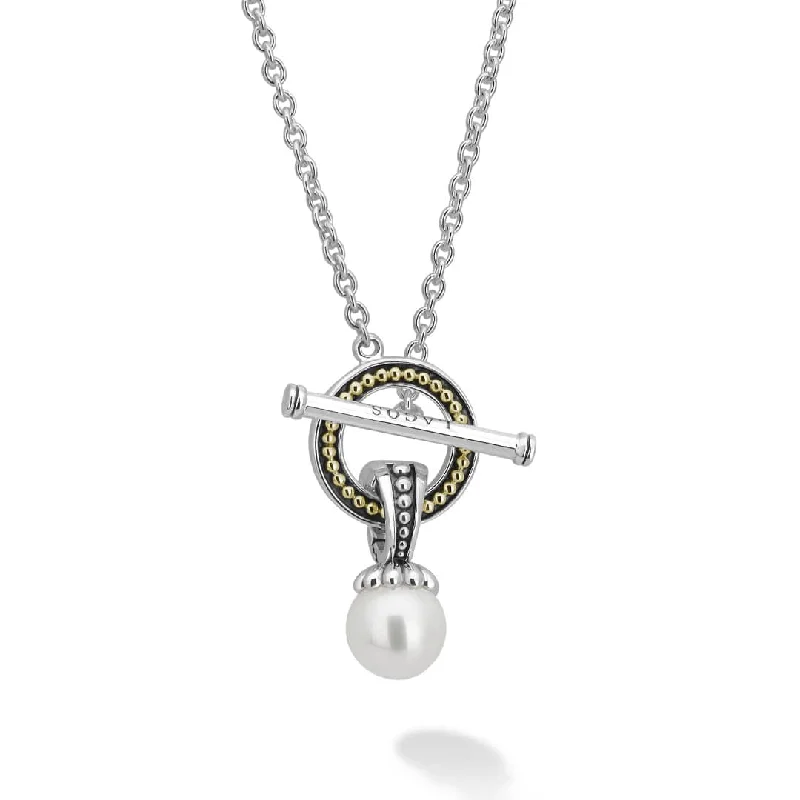 personalized necklaces for her -Luna Pearl Toggle Pendant Necklace