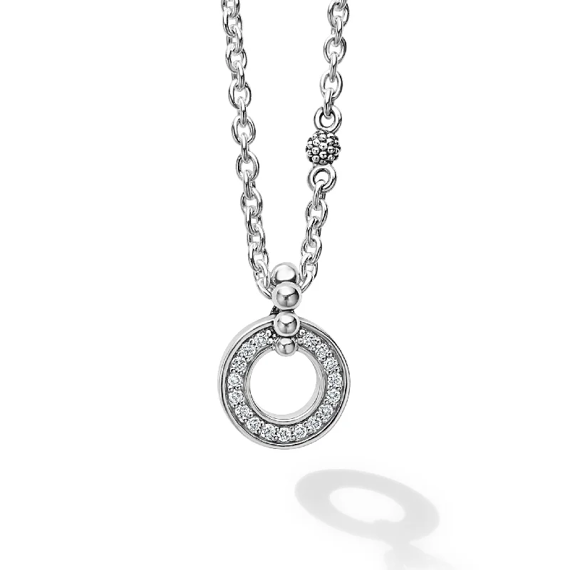 pearl chokers for women -Caviar Spark Diamond Circle Pendant Necklace