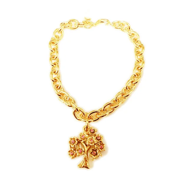 gold-plated bracelet bangles -Cherry Blossom Charm Bracelet