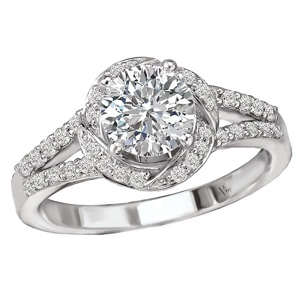 stackable wedding rings with engagement ring -Split Shank Semi-Mount Diamond Ring