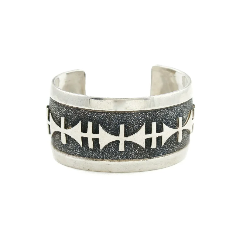 trendy bracelets for women -Vintage Silver Hopi Overlay Bracelet