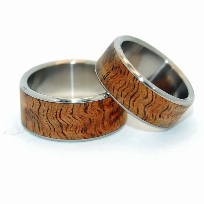 boho style rings for women -Hidden Forest | Hawaiian Koa Wood & Titanium  -  Wooden Wedding Ring