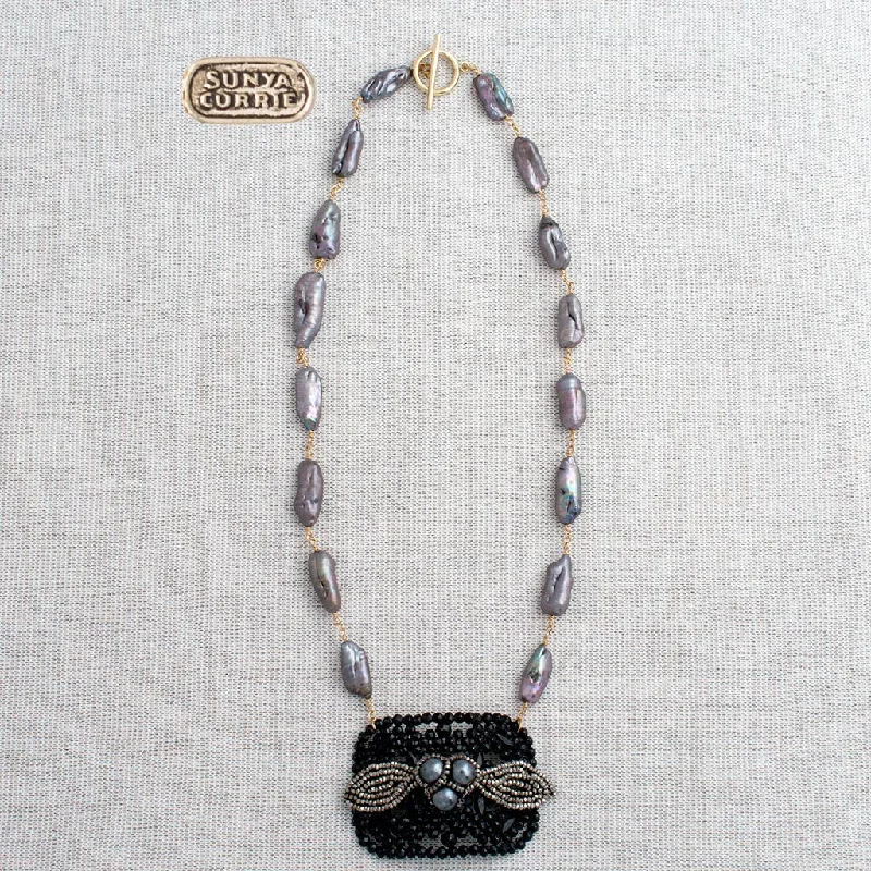 handmade gemstone necklaces -Pearl Necklace with Vintage Buckle