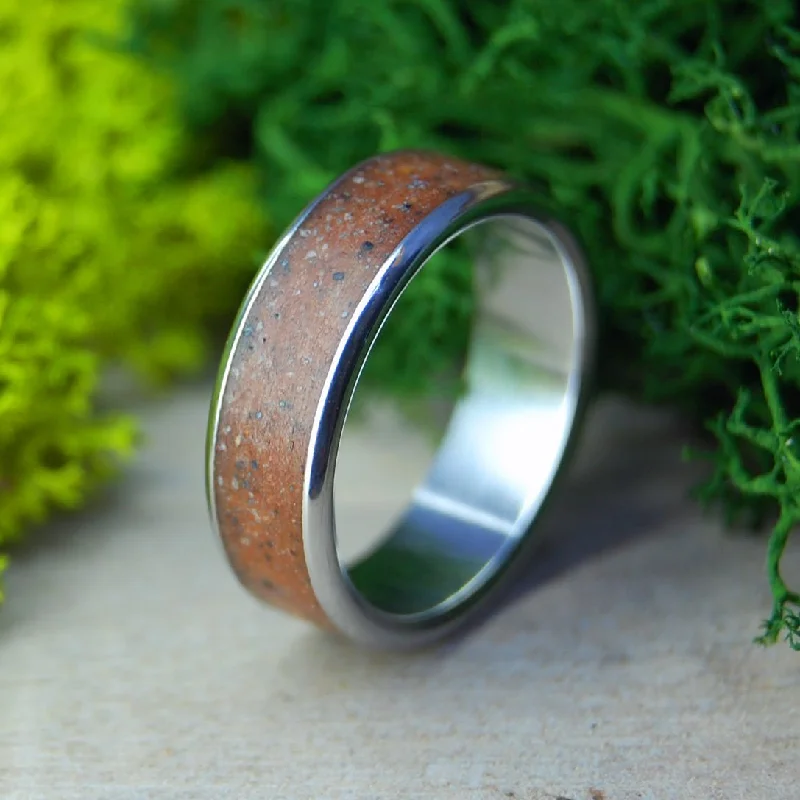 handmade wedding rings -Martha's Vineyard | Men's Beach Sand & Titanium Wedding Ring