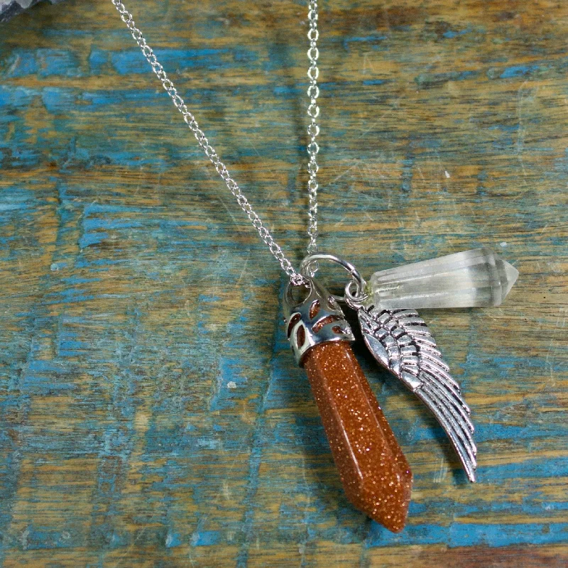 best selling necklaces -Goldstone Guardian Stones Necklace